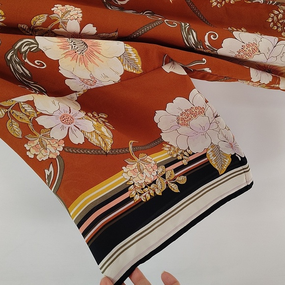 Sweet Rain Floral Open Kimono Size XL Fall Season Colors Rust Black Cream - Picture 3 of 7